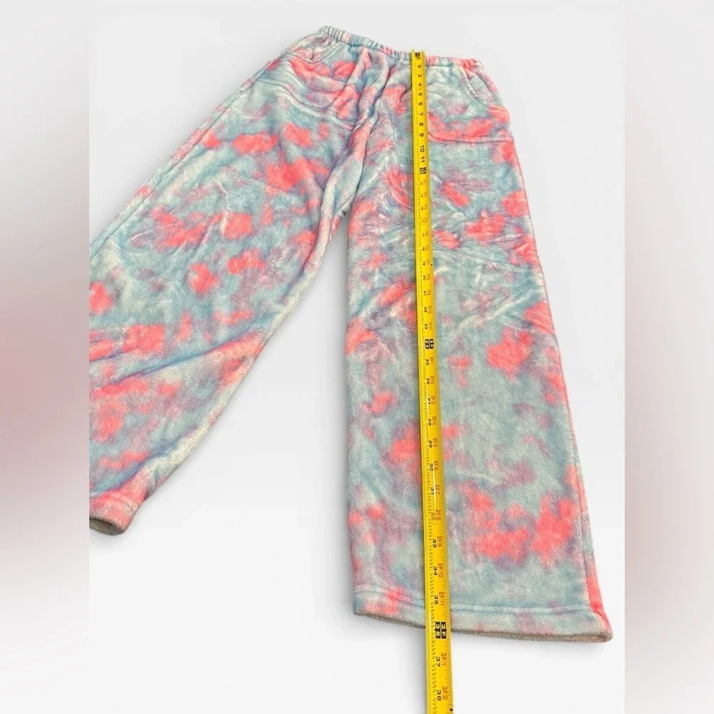 iscream Girls Plush Pink and Blue tie dye Pajama Pants